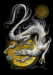 dragon playing with a ball of thread