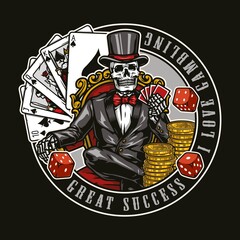 Gambling vintage round badge