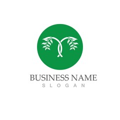 Logos of green Tree leaf ecology