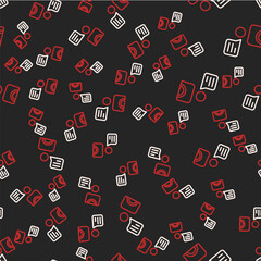 Line Taxi driver icon isolated seamless pattern on black background. Vector