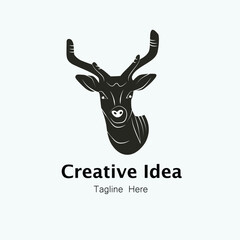 Silhouette Head Deer Logo Template