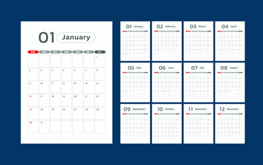 Calendar 2022 Trendy. Set of 12 pages desk calendar. minimal calendar planner design for printing template. vector illustration