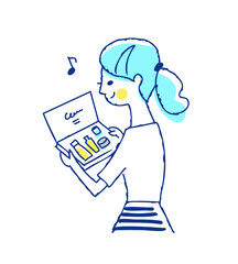 化粧品の試供品を持っている笑顔の女性