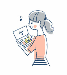 化粧品の試供品を持っている笑顔の女性