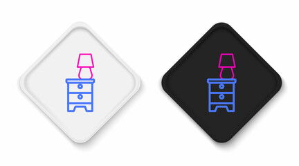 Line Furniture nightstand with lamp icon isolated on white background. Colorful outline concept. Vector