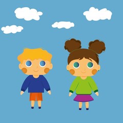 boy and girl, for children, baby photo, girl in skirt
