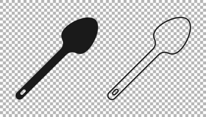 Black Teaspoon icon isolated on transparent background. Cooking utensil. Cutlery sign. Vector