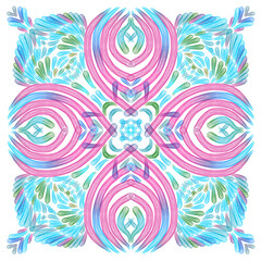 blue and pink pattern with flowers