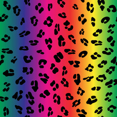Leopard seamless rainbow pattern. Leopard pattern design in rainbow colors. Seamless ocelot pattern for wallpaper, wrapping pape, textile.