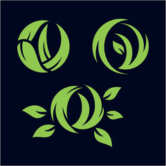 high quality logo of green leaf circle 