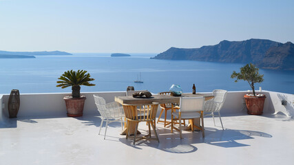 Terrace with see view in Santorini