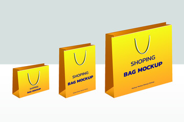 Shopping bag mockups 3d. blank white. Vector illustration
