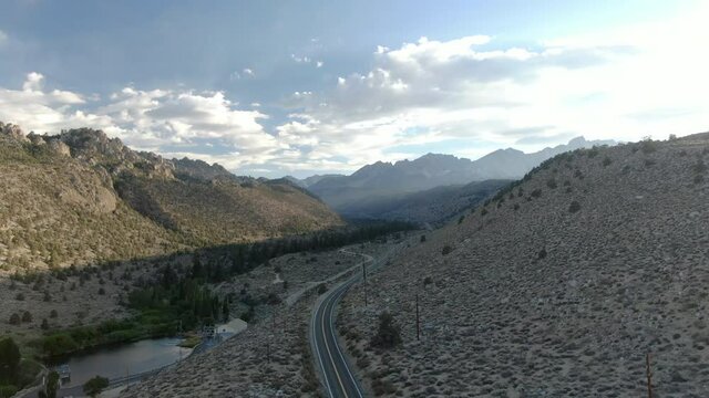 Sierra Nevada Mountains Aspendell Sunset Aerial Shot Bishop California Elevate
