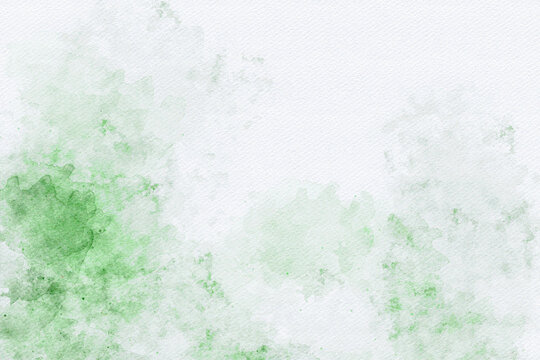 Green, olive watercolor abstract background texture. Ink and watercolor textures on white paper background. Paint leaks and ombre effects. colorful watercolor background for your design and text