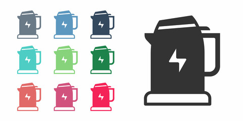 Black Electric kettle icon isolated on white background. Teapot icon. Set icons colorful. Vector