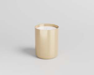 Scented soy candle in glass on the empty background