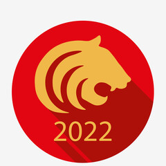 2022, Tiger year flat icon. Happy Chinese New Year 2022. Usage for greeting cards, banners.