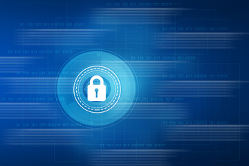 2d illustration Safety concept: Closed Padlock on digital background
