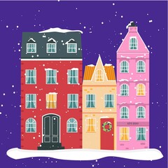 cozy houses, Christmas, New Year, snow, winter, New Year's houses, Scandinavian houses