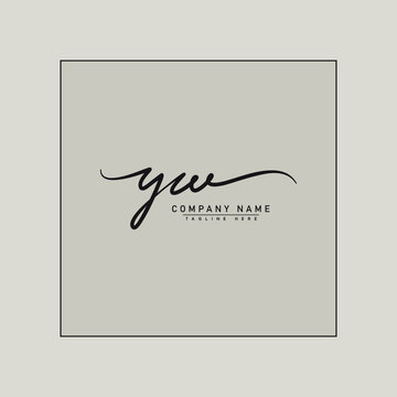 Initial Letter YW Logo - Handwritten Signature Style Logo