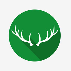 Reindeer antler icon. Christmas decor symbol. Flat design style.