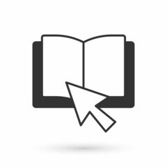 Grey Online book icon isolated on white background. Internet education concept, e-learning resources, distant online courses. Vector