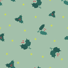Illustrator vector of seamless wallpaper of chisrtmas leaf and star