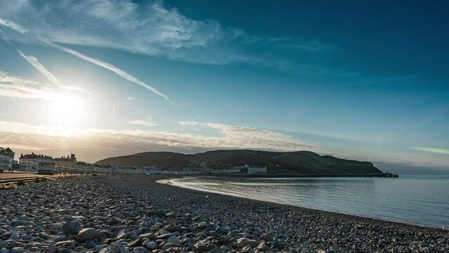 Llandudno, Wales Conwy County Borough, Wales, located on the Creuddyn peninsula, Near Great Orme, United Kingdom Time lapse Pier beach