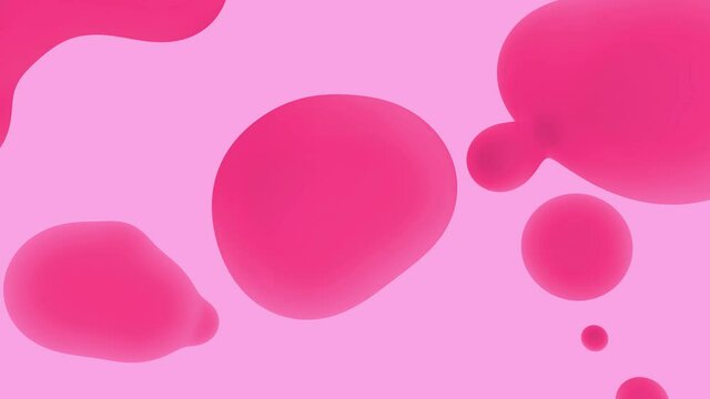 3d animation - Abstract and fluid volumetric pink shapes that attract each other and transform. 