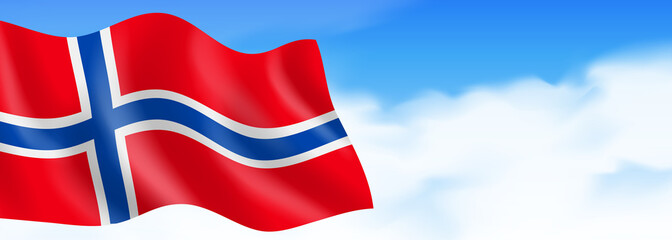 norway flag on sky background with copy space