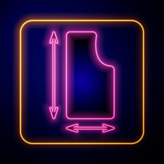 Glowing neon Sewing pattern icon isolated on black background. Markings for sewing. Vector