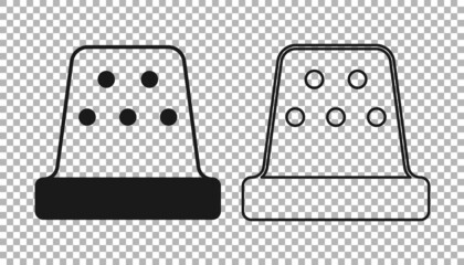 Black Thimble for sewing icon isolated on transparent background. Vector