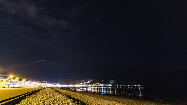 Llandudno, Wales Conwy County Borough, Wales, located on the Creuddyn peninsula, Near Great Orme, United Kingdom Time lapse Night beach