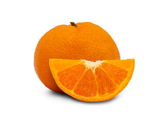 Orange with cut in half isolated on white background, with clipping path.