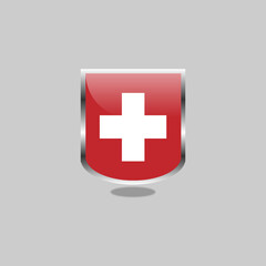 Switzerland Flag Icon Badge On Silver