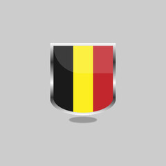 Belgium Flag Icon Badge On Silver