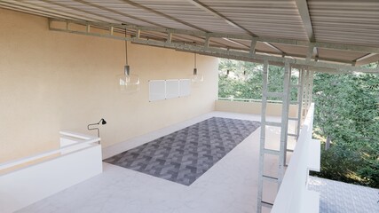 Minimalist Mini Islamic School Classroom Interior 3D Render