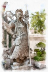 Obraz premium Ancient architecture of Thailand watercolor style illustration impressionist painting.