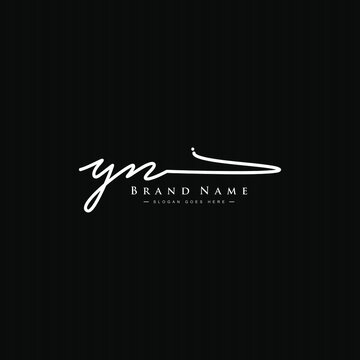 Initial Letter YN Logo - Hand Drawn Signature Logo