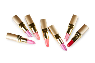 Obraz premium Lipsticks over white background