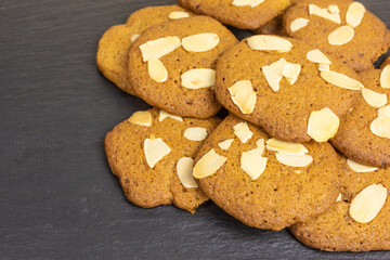 spicy cookies with sliced almonds