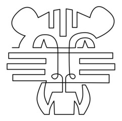 Tiger face mask. Chinese horoscope. Continuous line drawing illustration. Isolated on white background