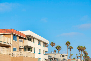 Fototapeta na wymiar Residential building exterior in a row in Oceanside, California