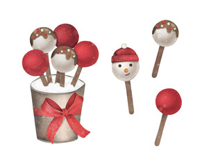 Christmas and new year watercolor illustration 