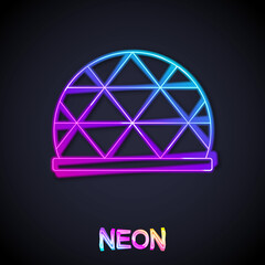 Glowing neon line Playground climbing equipment icon isolated on black background. Kid playground climb. Vector