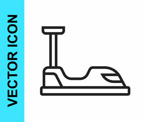 Black line Bumper car icon isolated on white background. Amusement park. Childrens entertainment playground, recreation park. Vector