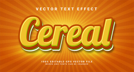 Cereal 3D text effect. Editable text style effect suitable for snack product needs.