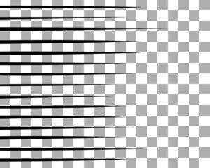 Fototapeta premium Sketch manga effects on transparent background. Black vertically left side lines splash texture for comics book.