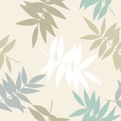 Seamless vector pattern with tropical leaves. Botanical background.