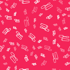 White line Mascara brush icon isolated seamless pattern on red background. Vector